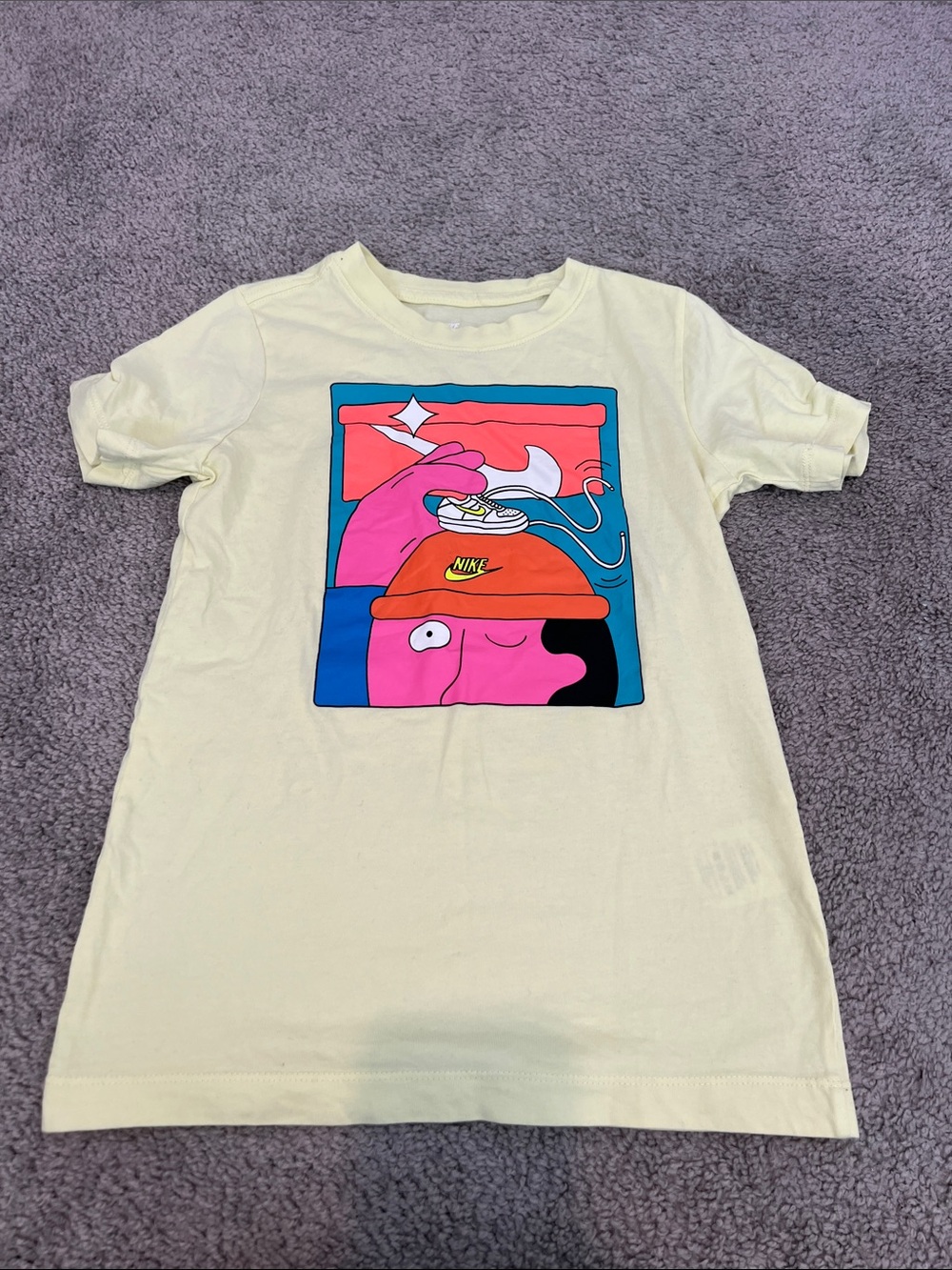 Nike Cream Kids Tee with Pink & Orange Graphic